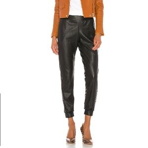 Commando Black Faux Leather Jogger Pants, Size Large